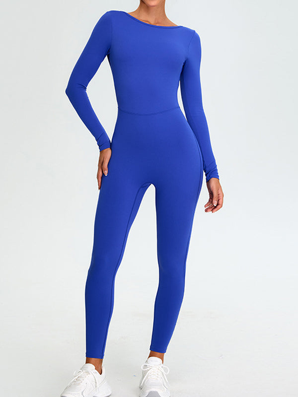 ZASUWA Women's U-Neck Elastic Seamless Quick-Dry Jumpsuit - Comfortable Stretchy Bodysuit for Yoga, Workout & Lounge Wear