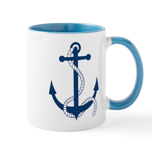 White/Blue Inside - Anchor Anker Ship Schiff Harbour Hafen Sailing Mug