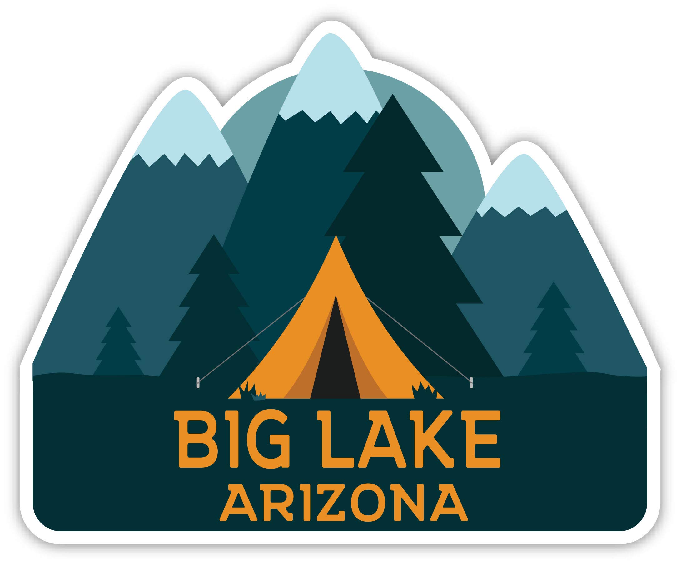 Arizona Big Lake Souvenir - 4 Inch Vinyl Decal Sticker with Camping Tent Design - Perfect for Water Bottles, Laptops, Coolers & Outdoor Gear