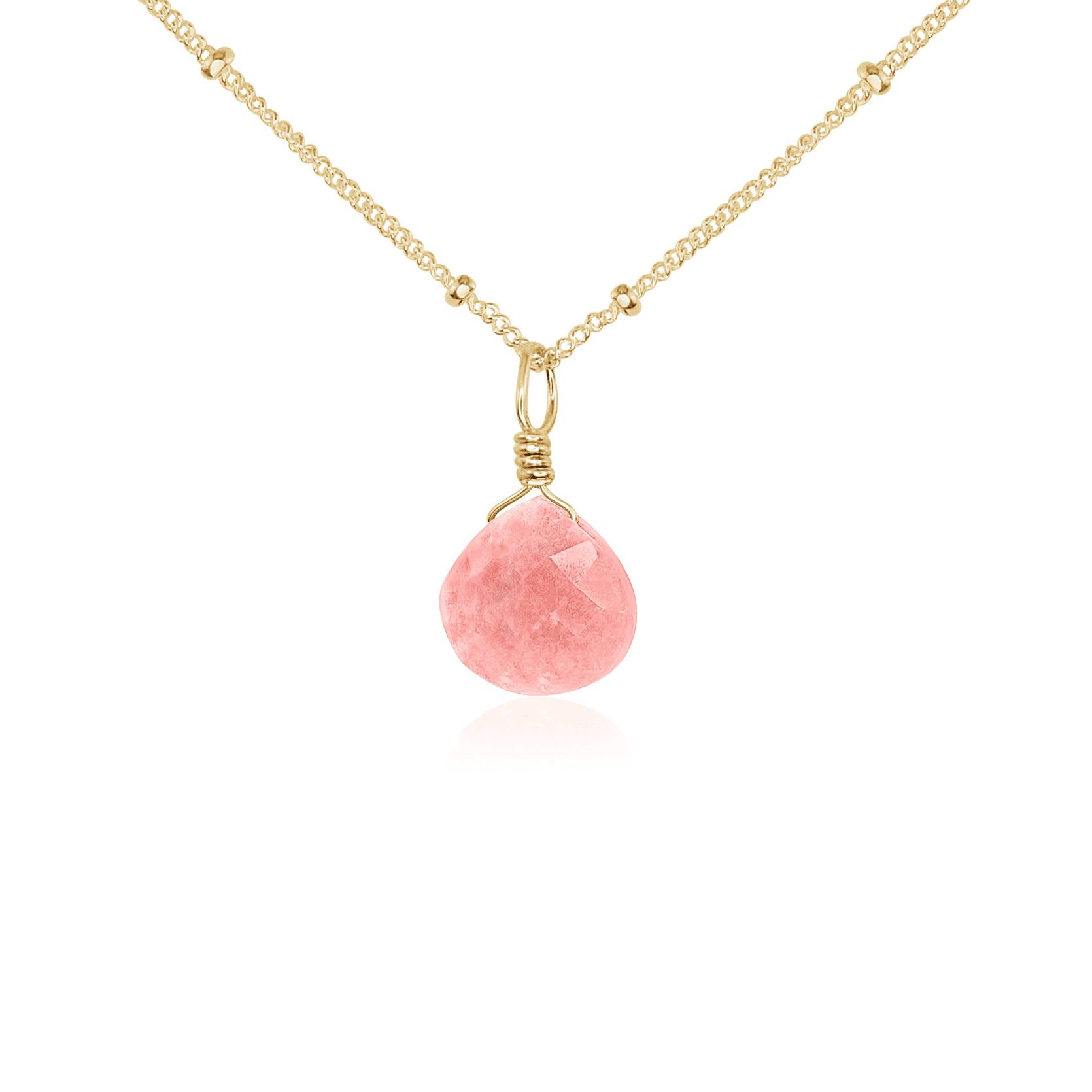 Tiny Pink Peruvian Opal Teardrop Crystal Pendant Necklace - Dainty Gemstone Jewelry for Women - Perfect for Everyday Wear, Date Nights & Special Occasions