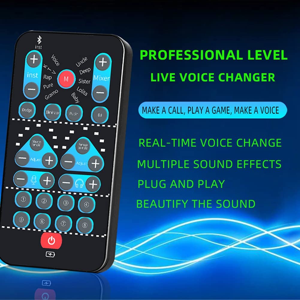 Peukerty Mini Universal Sound Changer & Voice Modifier - USB Sound Card for PC, Mobile Phone, Gaming, Streaming with Lavalier Microphone - Perfect for Voice Chat, Live Broadcasts & Content Creation