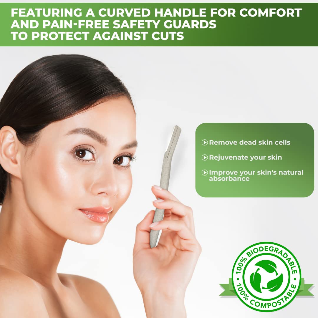 IZthetics Professional Dermaplaning Blades for Face - 5 Pack Facial Razors for Women & Men - Painless Peach Fuzz Remover & Eyebrow Shaper - Safe & Easy to Use - Perfect for At-Home Skincare & Makeup Prep