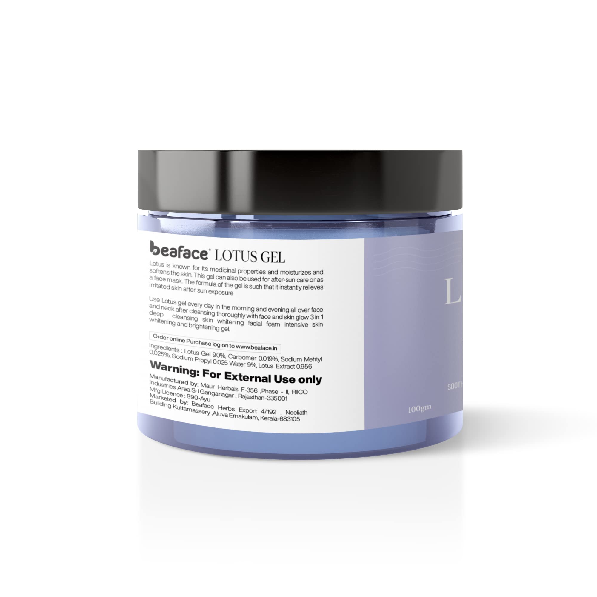 Beaface Lotus Gel - Skin Moisturizing & Softening Facial Foam with Whitening & Brightening Benefits | 100gm | Perfect for Daily Skincare Routine & Glowing Complexion