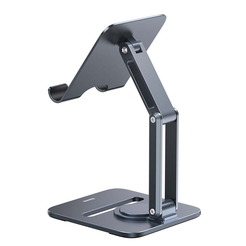 Baseus Metal Biaxial Foldable Tablet Stand for iPad - Adjustable Desktop Holder for Reading, Watching & Working (Grey)