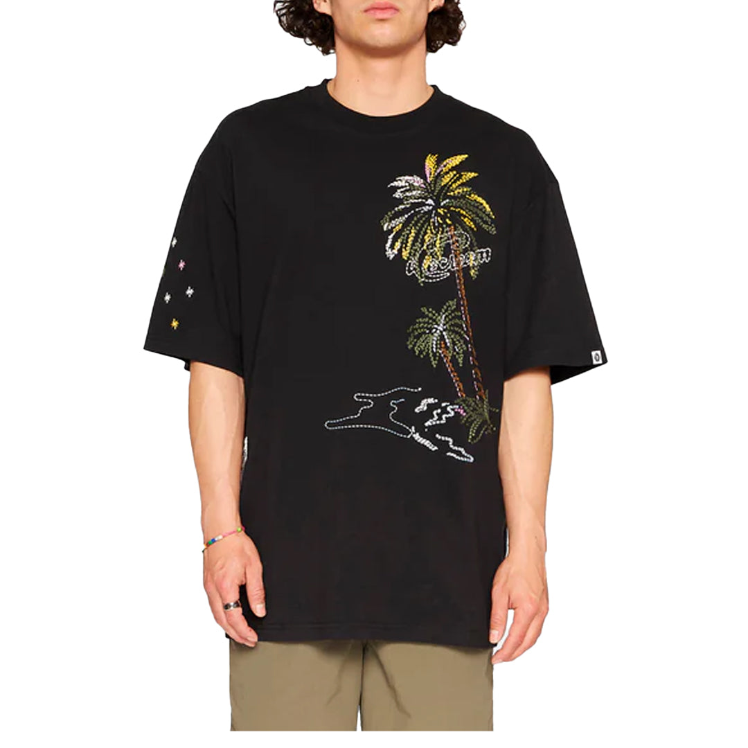 THE PALMS Short Sleeve Knit Stretch Limo T-Shirt - Comfortable Casual Top for Women - Perfect for Beach, Vacation and Summer Outfits