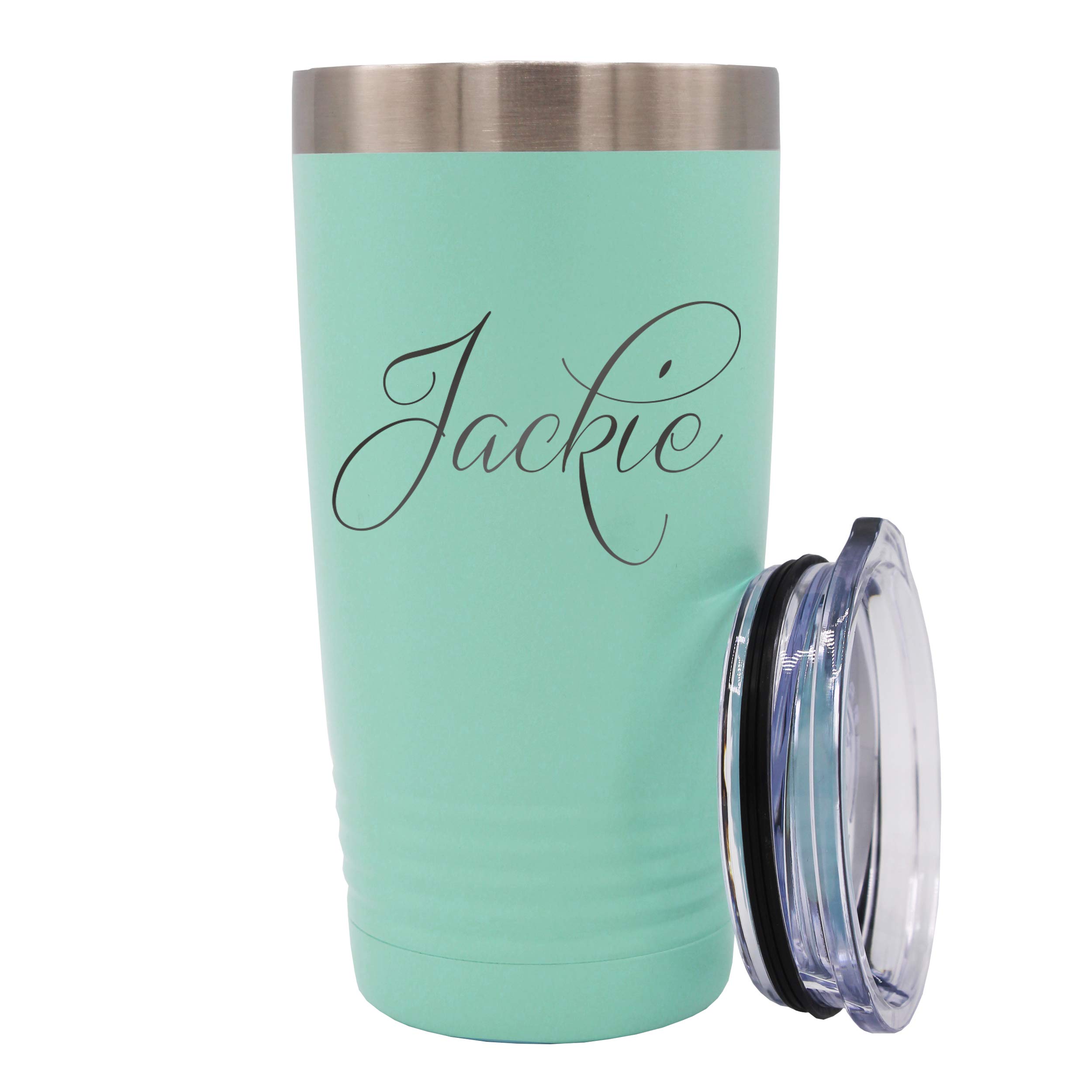 Personalized Stainless Steel Travel Tumbler 20oz - Custom Engraved Vacuum Insulated Double Wall Mug with Name - Teal Blue - Perfect for Office, Gym & Outdoor Adventures