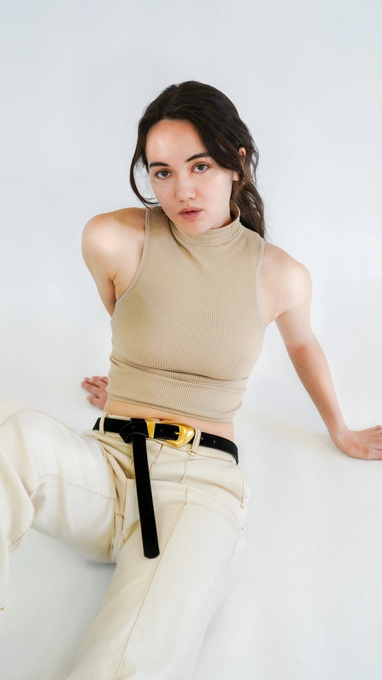 Slim Suede Liquid Gold Buckle Belt for Women - Fashionable Waist Accessory | Perfect for Jeans, Dresses & Office Outfits