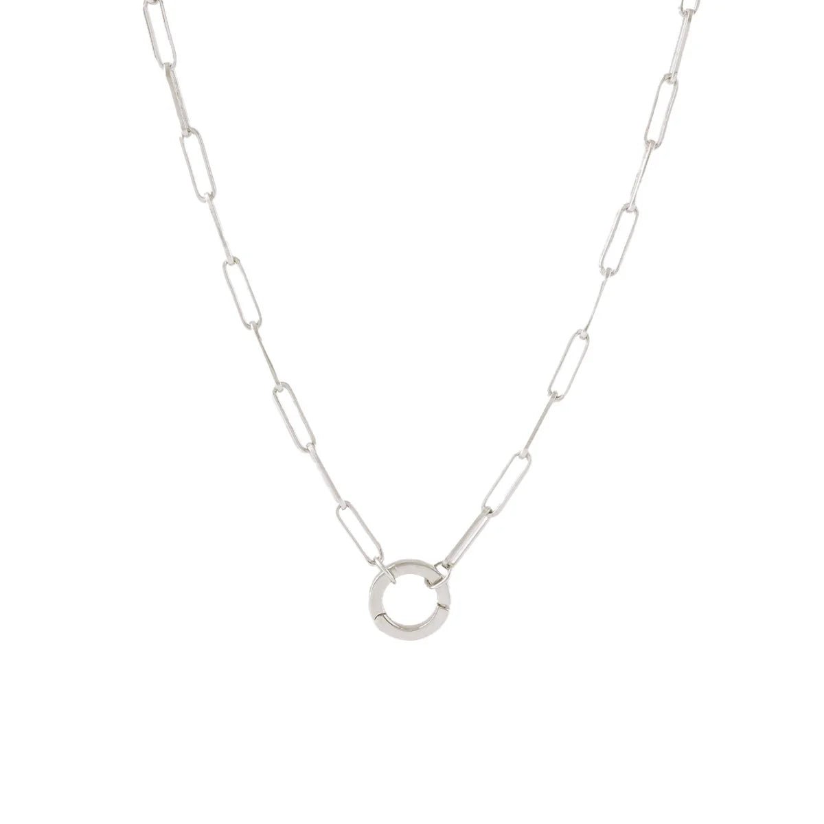 POISE Oval Link Open Ended Necklace in Silver - Adjustable Chain for Layering & Stacking - Perfect for Everyday Wear & Gift Giving