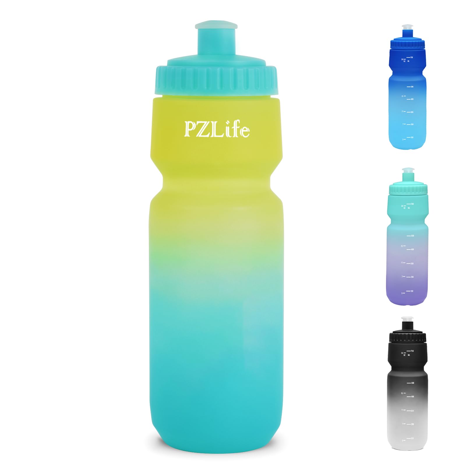 24oz Bike Squeeze Water Bottle with Pull Top Lid - Leakproof, BPA Free, Easy Squeeze Sports Water Bottle for Cycling, Running, Hiking, Gym & Outdoor Activities - Perfect for Hydration During Exercise and Fitness Training