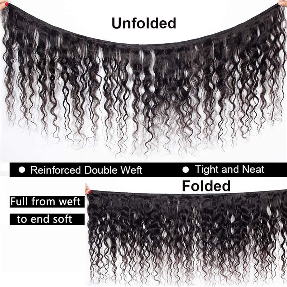 Brazilian Virgin Remy Human Hair Extensions - 4 Bundles Water Wave Weave (22 24 26 28 Inch) Natural Color Curly Hair for Women - Perfect for Daily Styling, Parties & Special Occasions