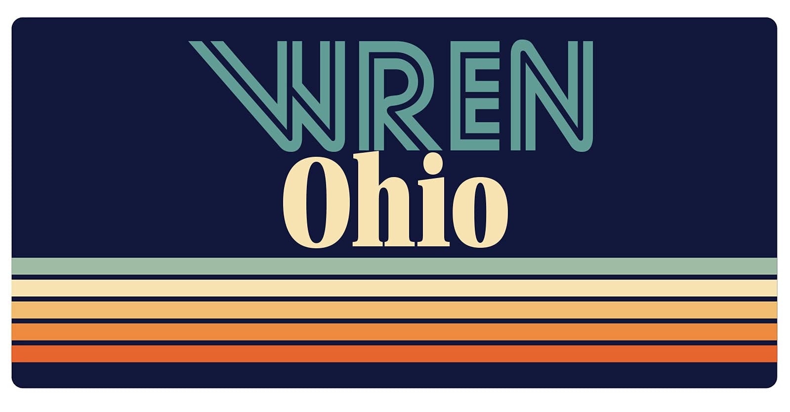 Wren Ohio 5 x 2.5-Inch Retro Fridge Magnet - Vintage Style Decorative Refrigerator Magnet for Home, Office & Dorm Room Decor