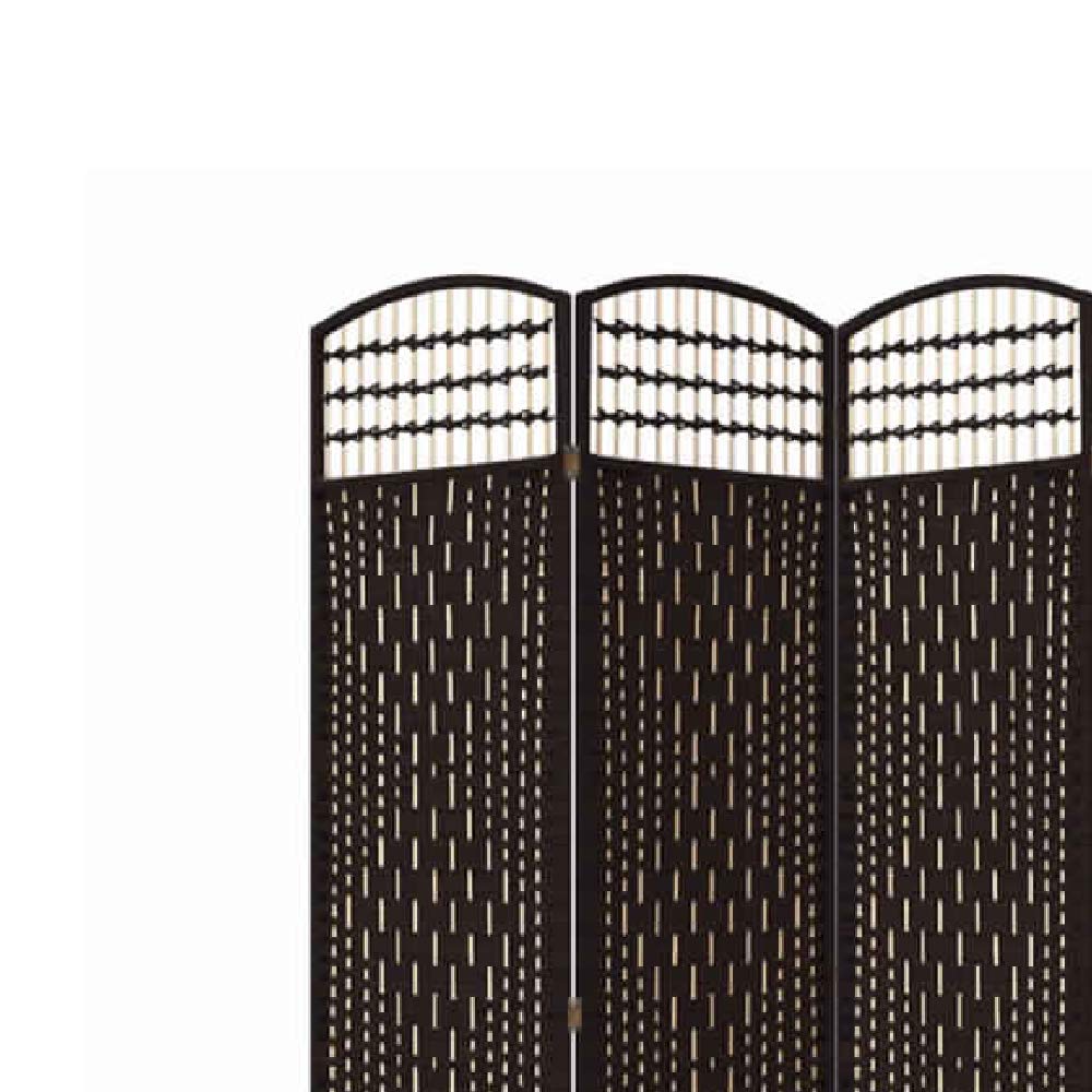 Benjara 4 Panel Wood and Paper Room Divider Screen with Nailhead Trim - Espresso Brown - Perfect for Home Office, Living Room, and Bedroom Privacy