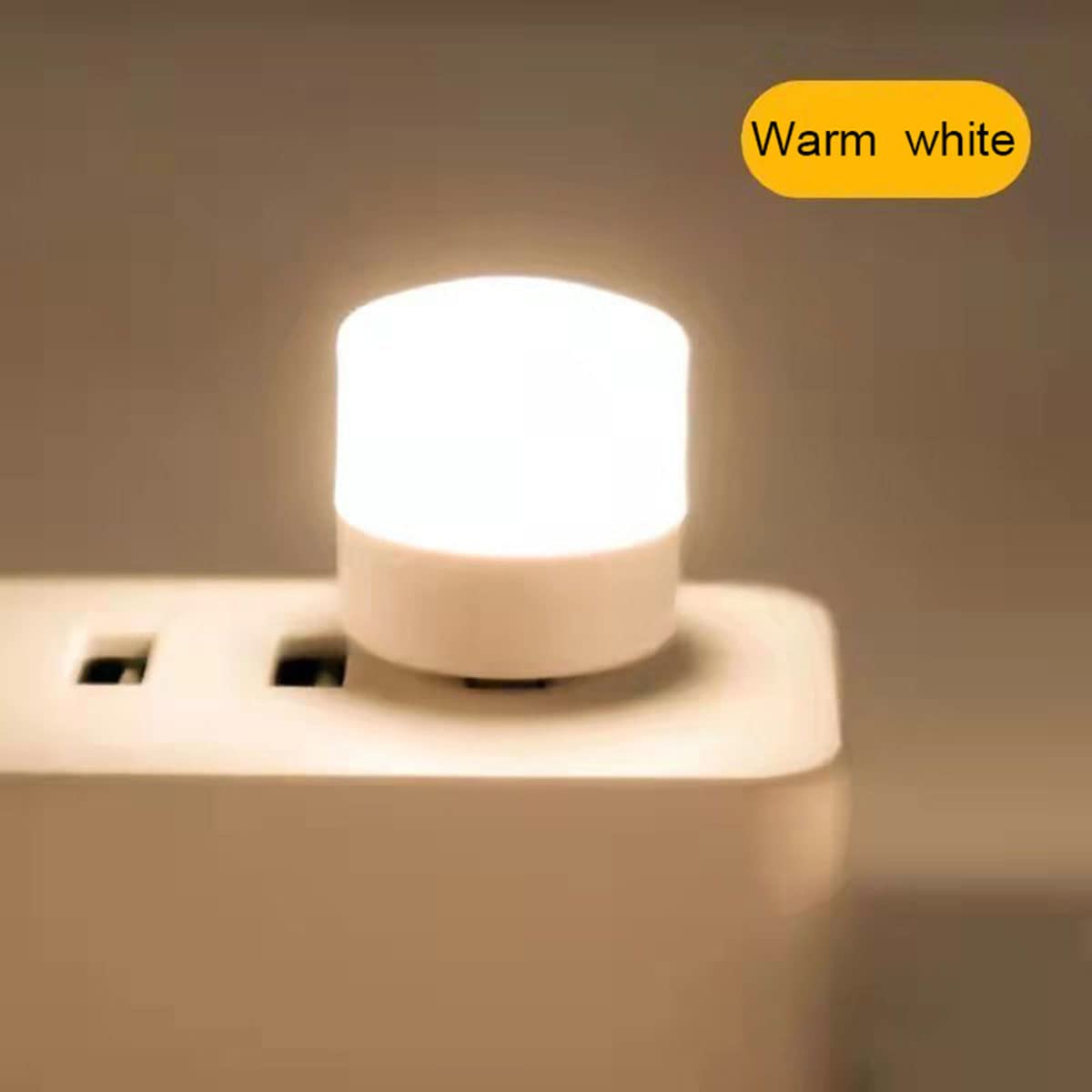 10 Pack USB LED Night Lights - Warm White for Bedroom, Bathroom & Nursery