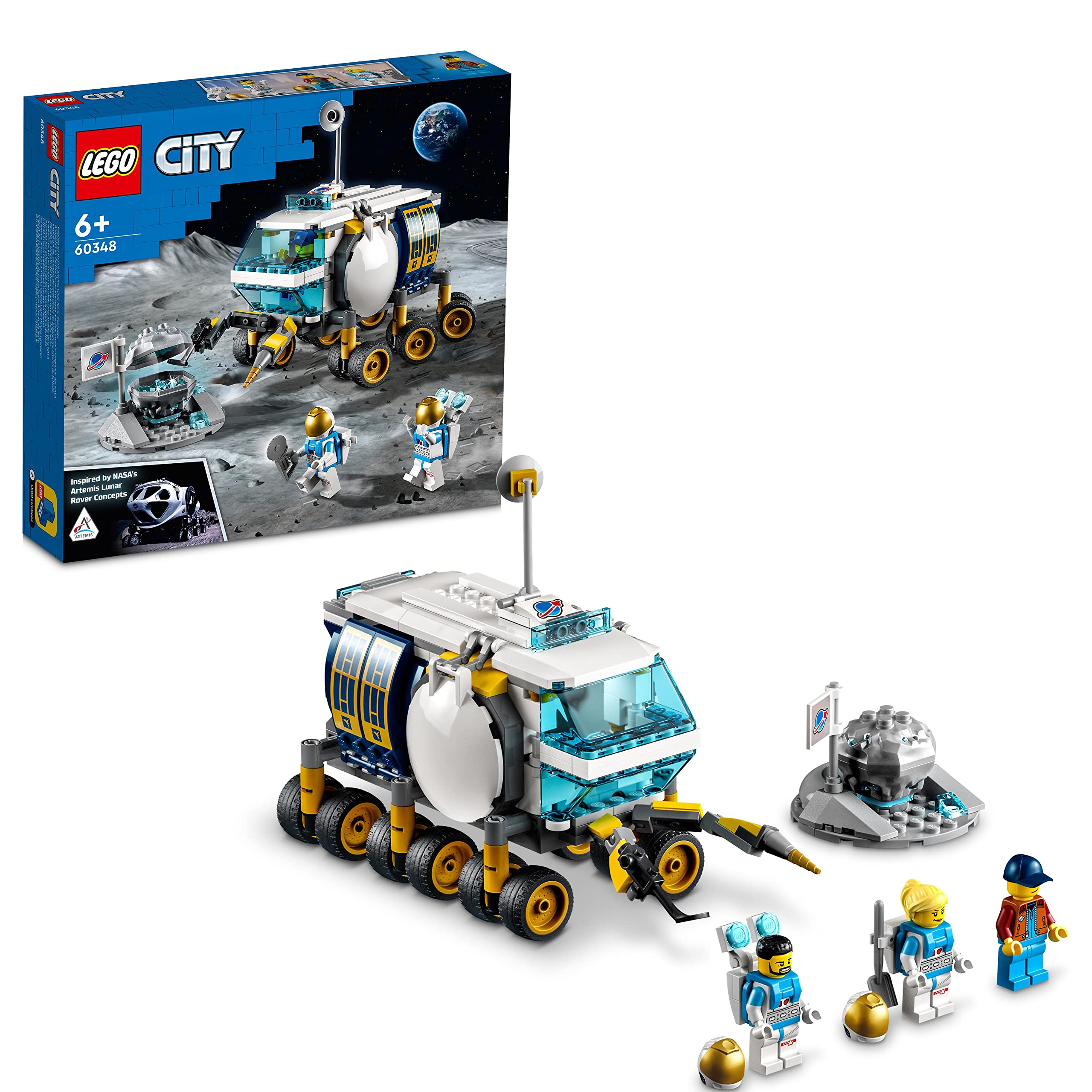 LEGO 60348 City Lunar Exploration Vehicle | NASA-Inspired Space Toys for Kids Ages 6+ | Astronaut Minifigures | STEM Learning & Imaginative Play