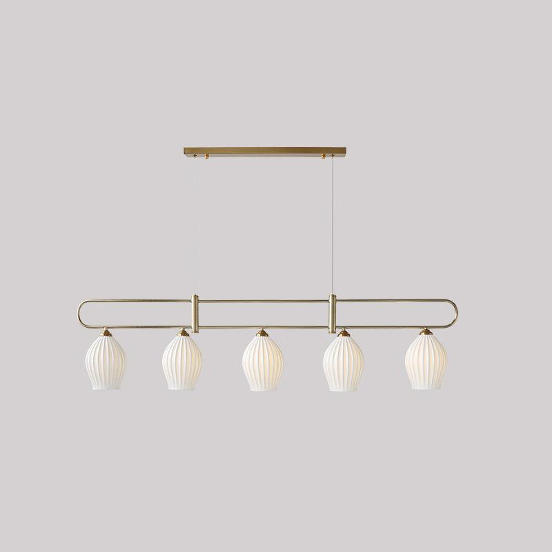 Modern Fin Pendant Light - Adjustable Hanging Ceiling Lamp for Kitchen Island, Dining Room & Bedroom | Industrial Style Lighting Fixture with Vintage Edison Bulbs