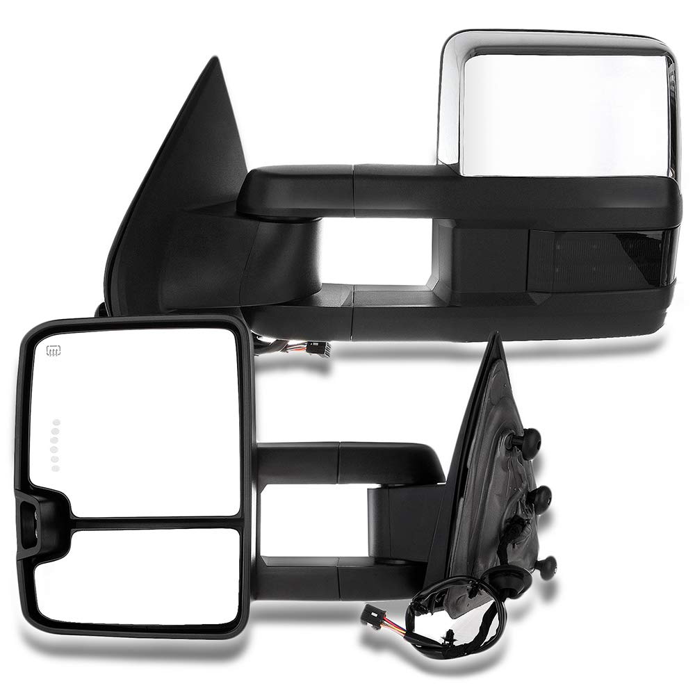 2014-2018 Chevy Silverado & GMC Sierra 1500/2500HD/3500HD Towing Mirrors - Power Adjustable Heated Side Mirrors with Turn Signal Lights | Perfect for Towing, Highway Driving & Winter Conditions