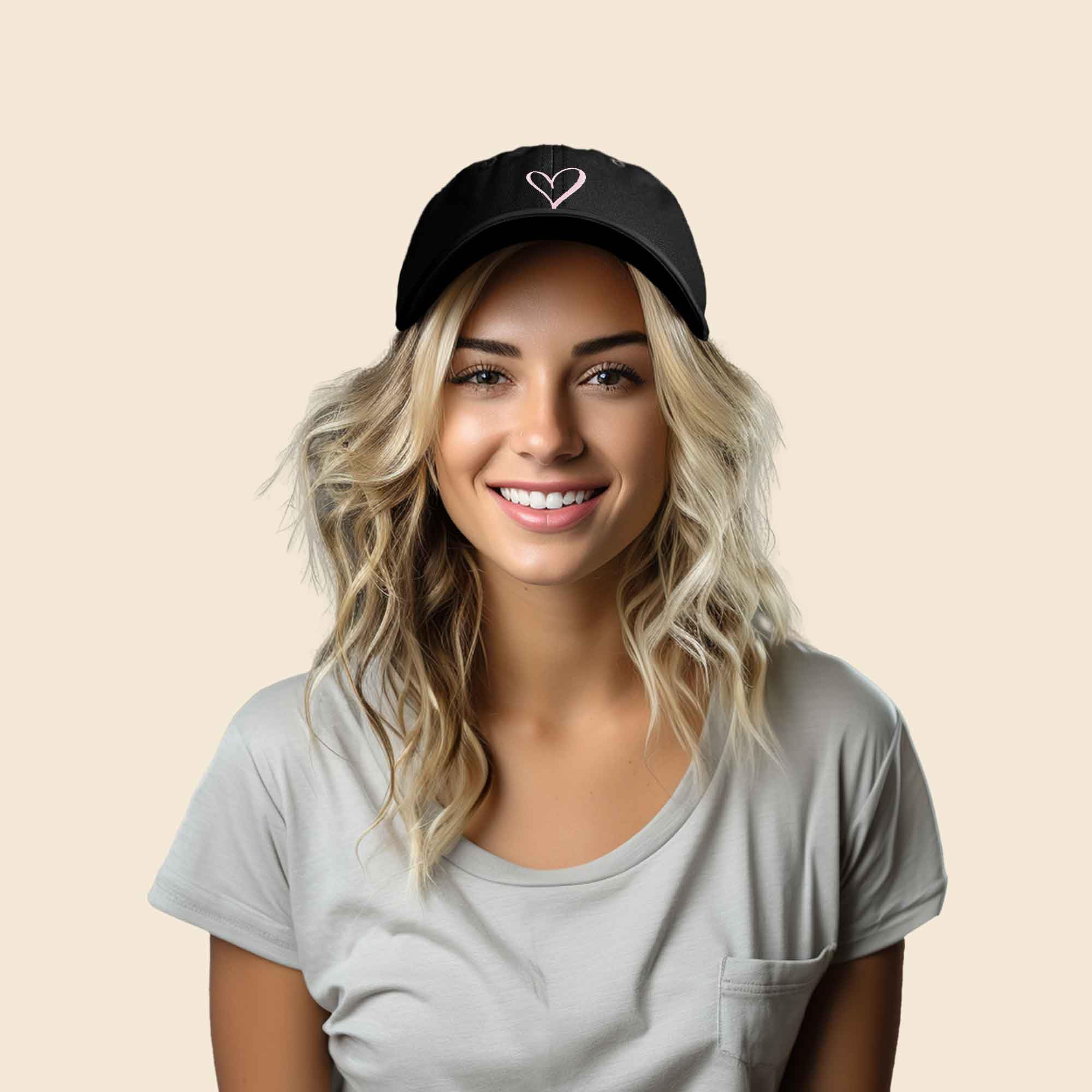 Handmade Embroidered Heart Baseball Cap for Women - Cute Fashion Accessory for Casual Outings, Dates & Outdoor Activities