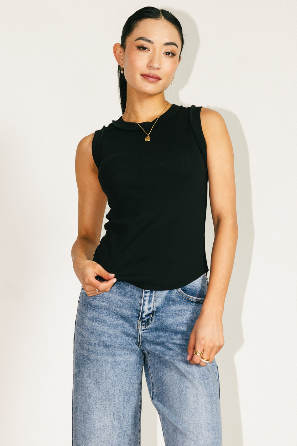 Women's Kimberly Black Tank Top - Soft & Comfortable Summer Casual Wear for Gym, Beach, and Everyday Outfits
