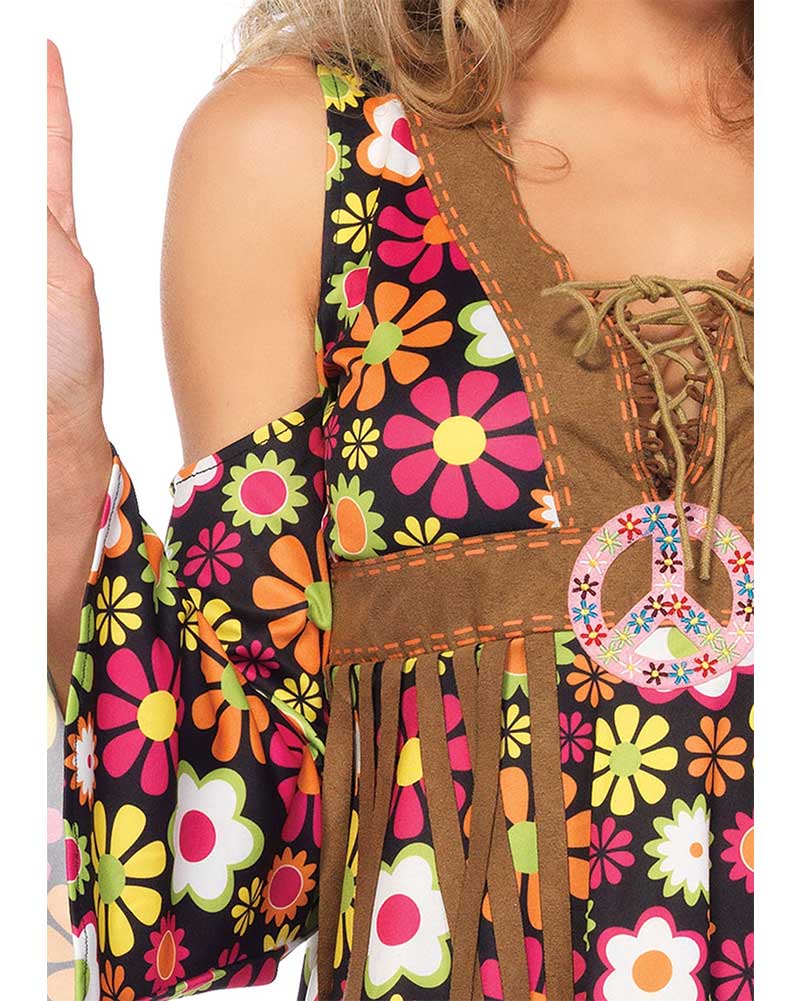 60s Starflower Hippie Women's Costume - Vintage 1960s Floral Boho Dress for Music Festivals & Halloween Parties