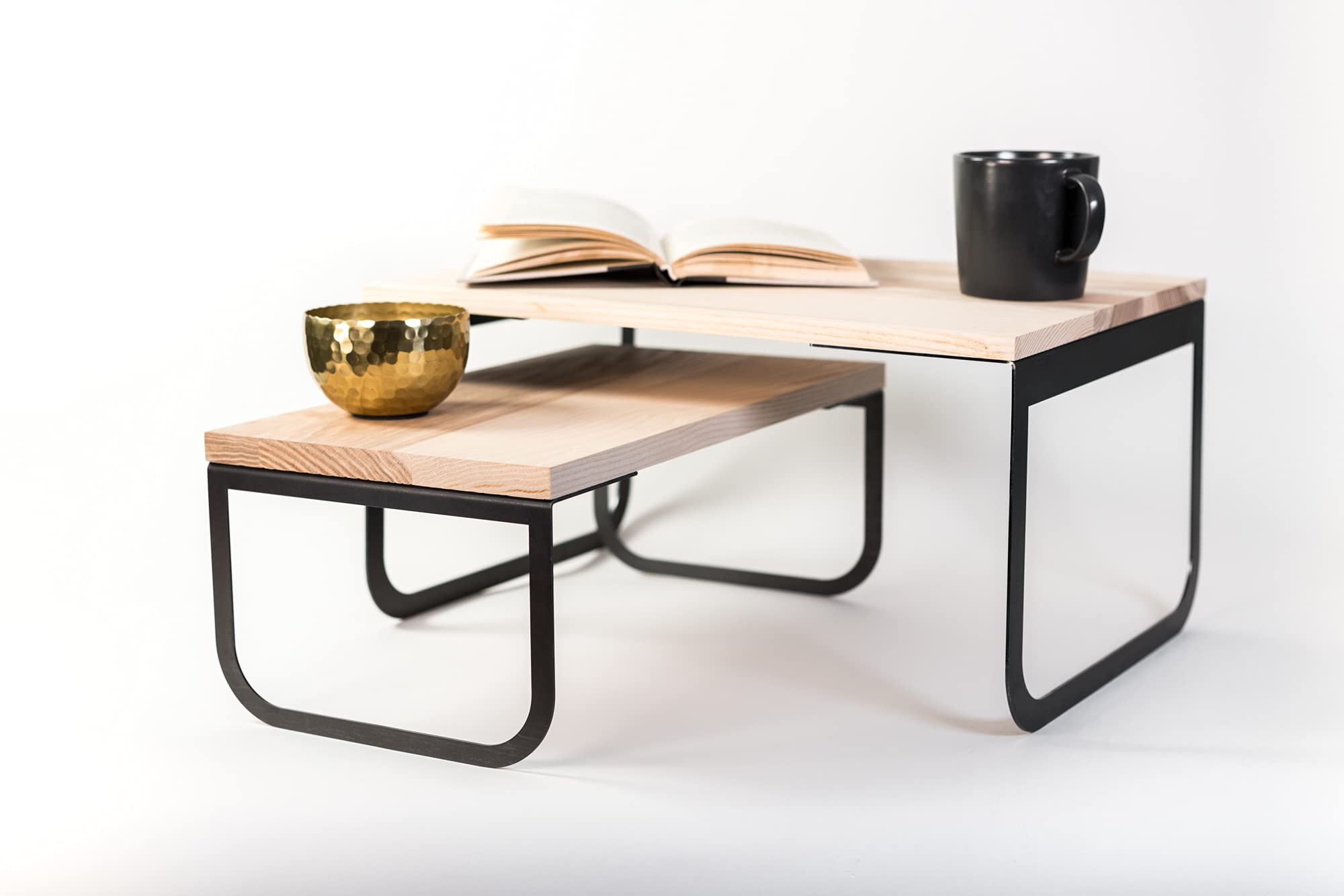 Natural Wood Bed Serving Tray - Adjustable Breakfast in Bed Table with Laptop Stand Holder (Large + Small Set) for Cozy Mornings, Work from Bed & Dining in Comfort