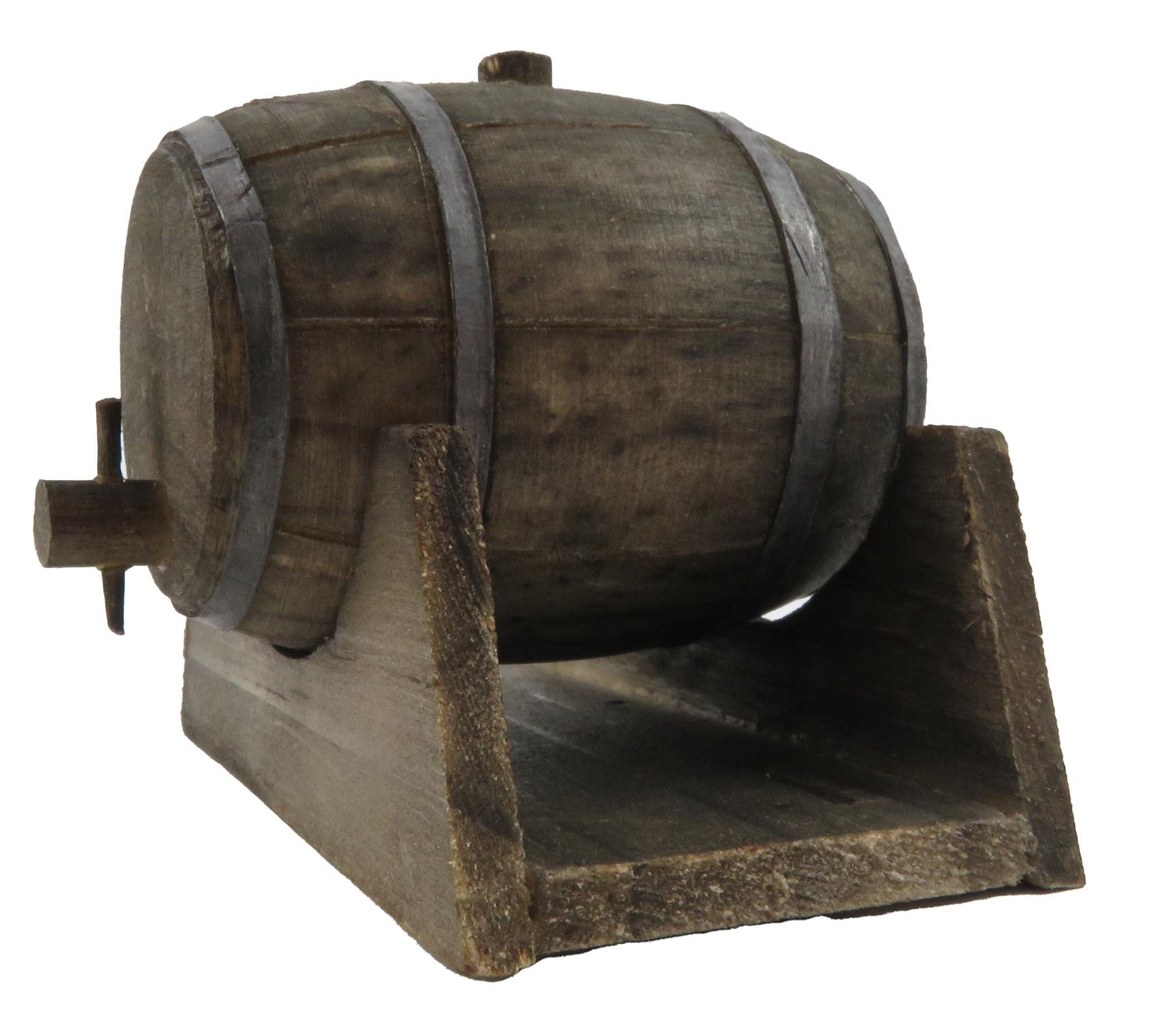 Melody Jane Dollhouse Accessories - Western Farm Bar Pub Miniature Beer Barrel & Whiskey Keg on Base for Dolls Houses | Perfect for Camping Scenes, Western Themed Displays & Miniature Collectors