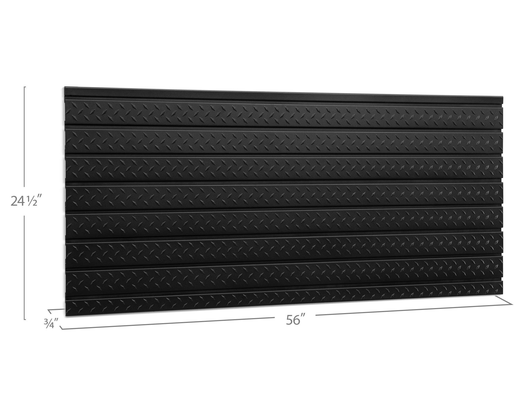 NewAge Products Pro Series 56-Inch x 24.5-Inch Black Diamond Plate Slatwall Backsplash | Heavy Duty Steel Garage Wall Organizer | Perfect for Garage Storage, Workshop Organization & Tool Display (Model 51716)
