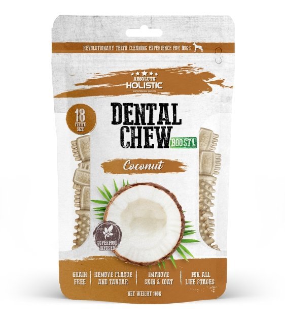 Absolute Holistic Petite Dental Dog Chews - Coconut Flavor | Natural Teeth Cleaning Treats for Small Dogs | Perfect for Puppy Training & Dental Care at Home