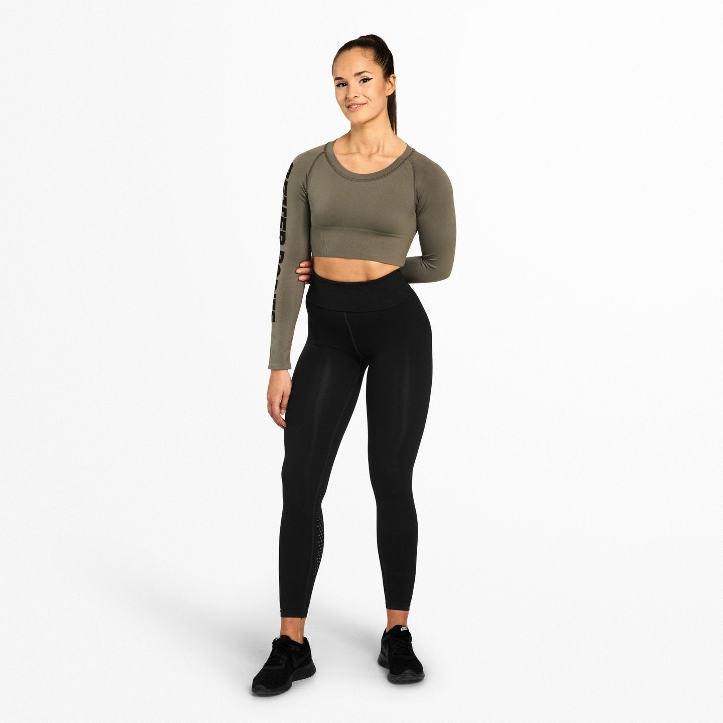 Better Bodies Bowery Cropped Long Sleeve Shirt in Wash Green - Women's Athletic Workout Top for Yoga, Running & Gym