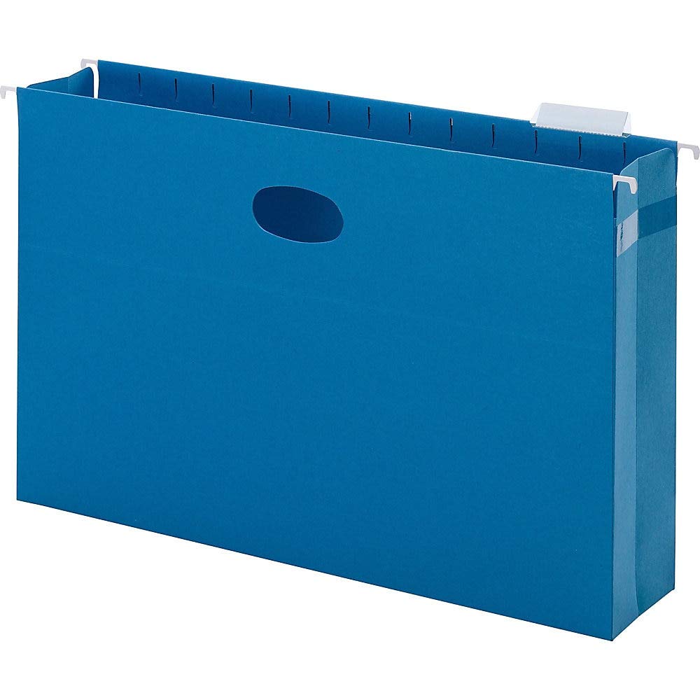 Smead Hanging File Folder with Full-Height Gusset - 3” Expansion, 1/5-Cut Adjustable Tab, Legal Size, Sky Blue (25 per Box) - Perfect for Office Organization, Document Storage & Filing Cabinets