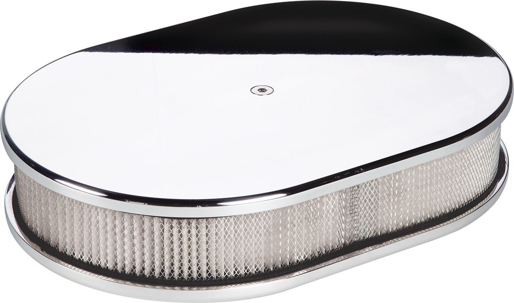 Billet Specialties 15329 Small Oval Plain Billet Air Cleaner - High Performance Air Intake Filter for Muscle Cars, Hot Rods & Custom Vehicles