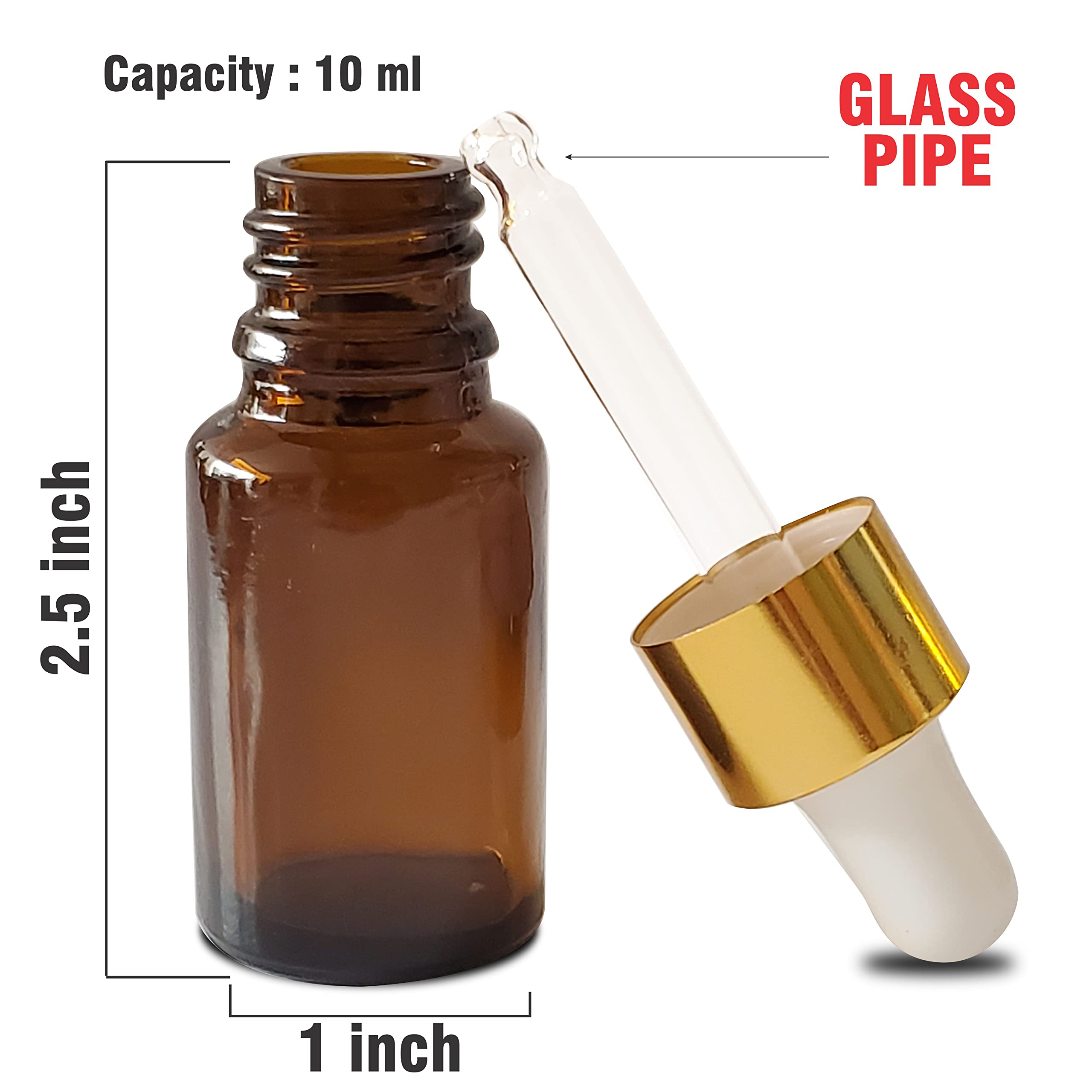 Pure Source India Amber Glass Empty Dropper Bottles 10ml (3-Pack) – Essential Oil, CBD, Tincture Storage for Aromatherapy & DIY Skincare