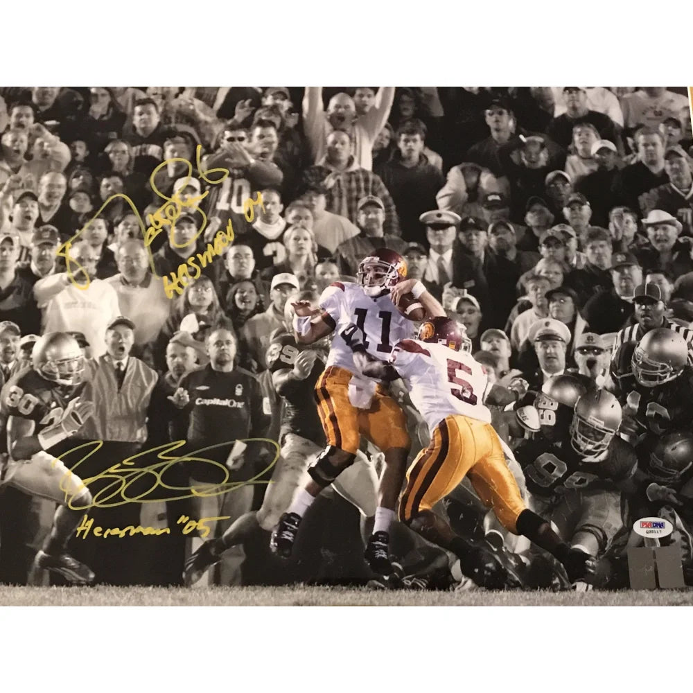 Matt Leinart & Reggie Bush Dual Signed USC 16x20 Framed Football Memorabilia with PSA/DNA COA - Perfect for Sports Collectors, Man Cave Decor, and USC Trojans Fans