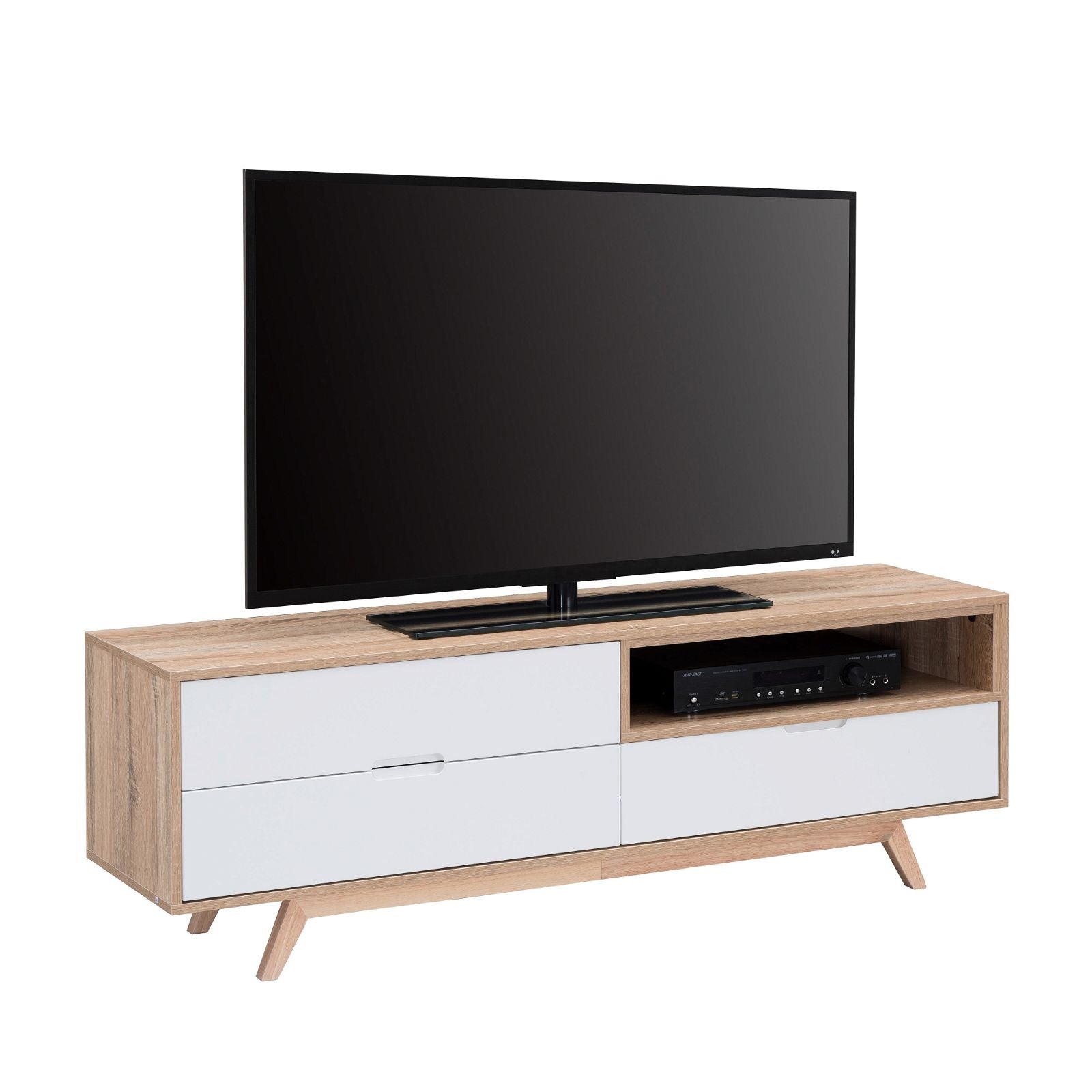 Criterion 1500mm Oak White Tuscany Entertainment Unit - Stylish TV Stand for Living Room & Home Theater Setup