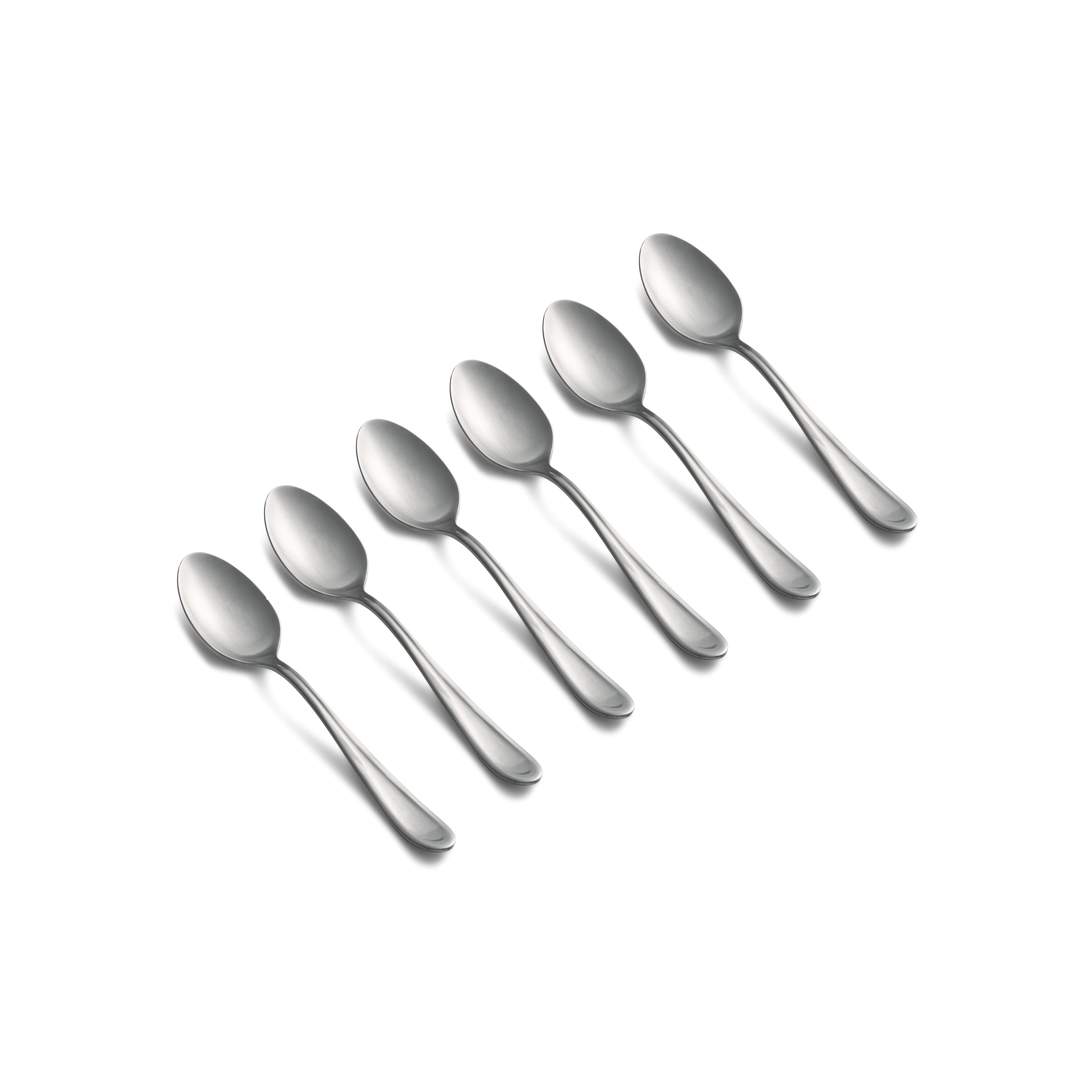 Malibu Satin Teaspoon Set of 6 - Premium Stainless Steel Tea Spoons for Coffee, Dessert, and Cocktail - Perfect for Home, Restaurant, and Party Use