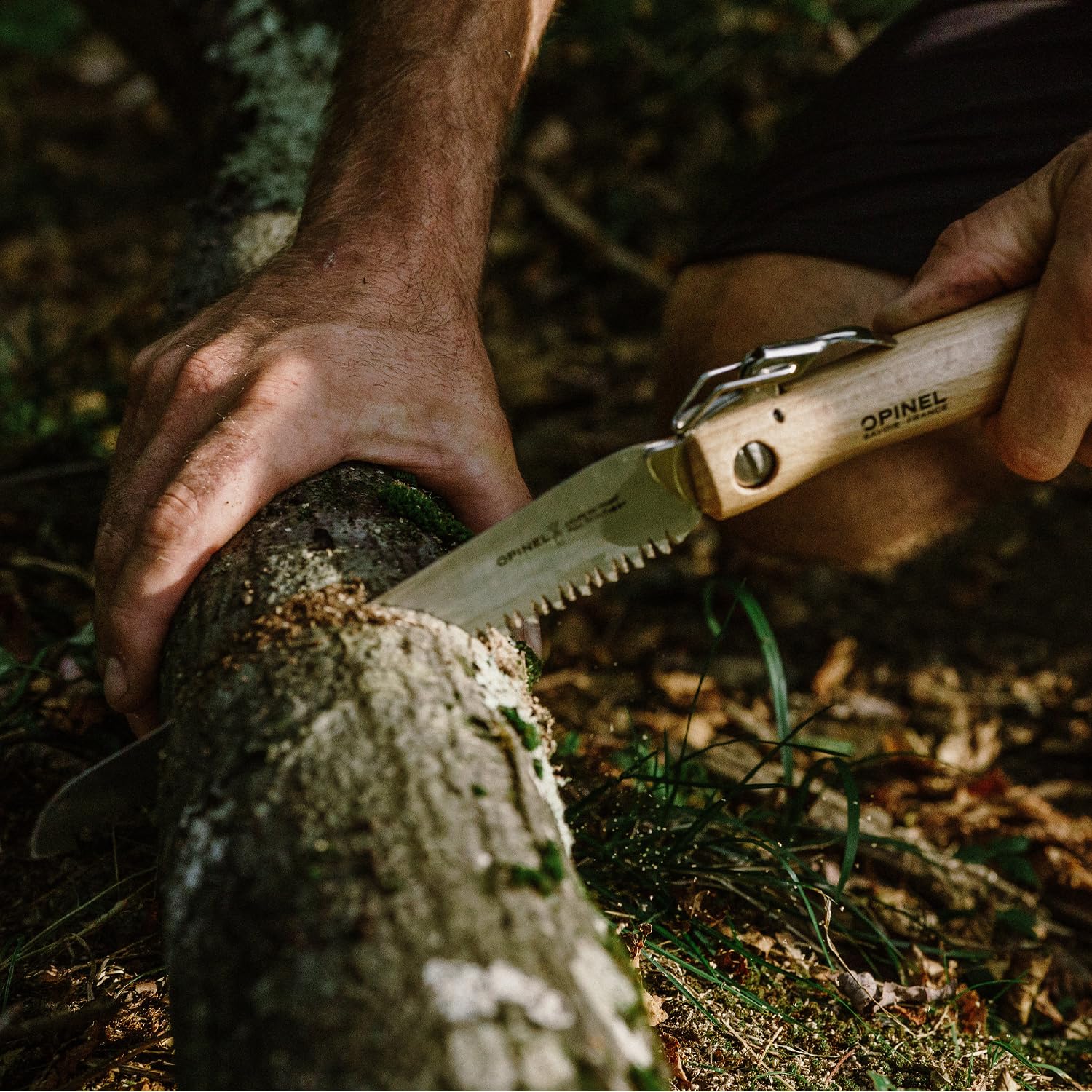 Opinel No.12 Folding Saw - Carbon Steel Pruning Saw with Beechwood Handle for Gardening, Camping & Outdoor Activities | Compact Folding Design for Tree Trimming, Bushcraft & Woodworking