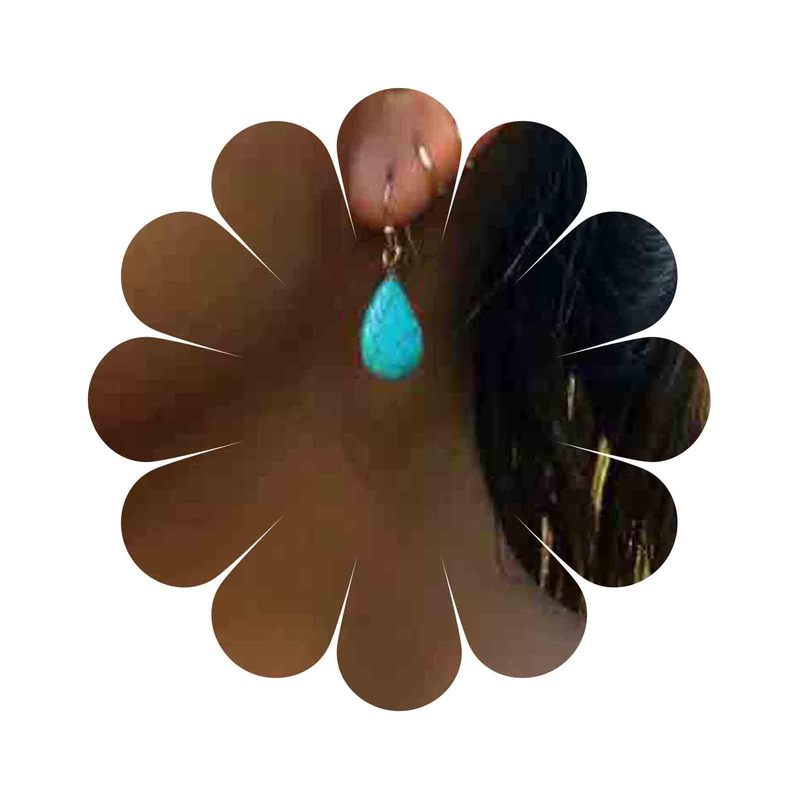 Boho Turquoise Teardrop Earrings for Women - Silver Blue Gemstone Dangle Earrings with Vintage Hook | Perfect for Boho Chic, Festival, Wedding & Everyday Jewelry