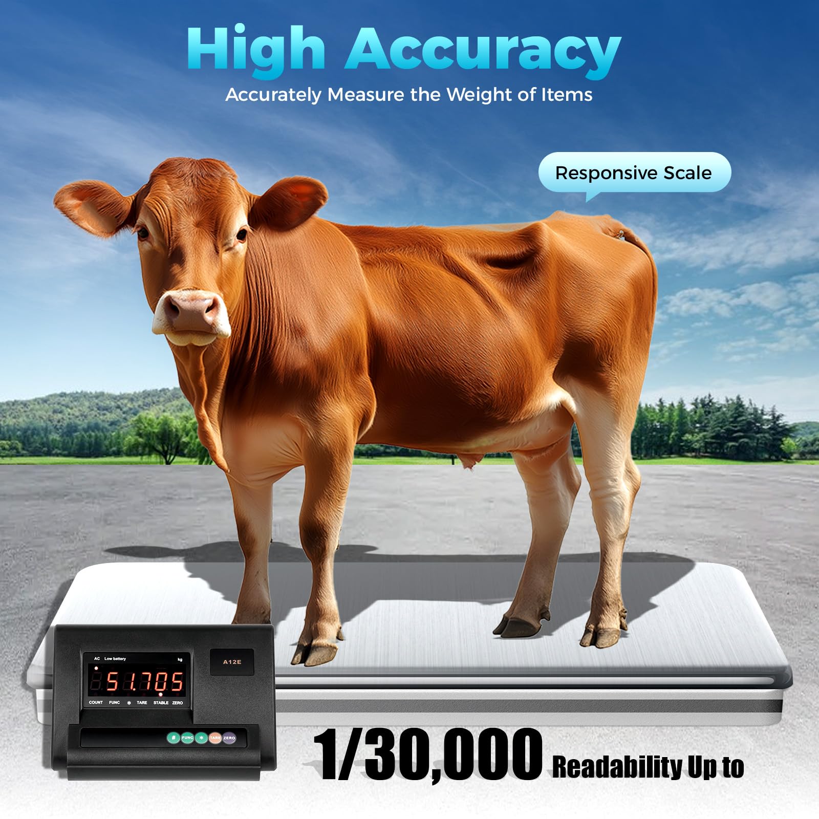 **High Precision Livestock Scale Kit - 4400 lb Capacity for Cattle, Pigs & Sheep | Heavy Duty Animal Weighing System with Junction Box | Ideal for Farms, Ranches & Veterinary Use**
