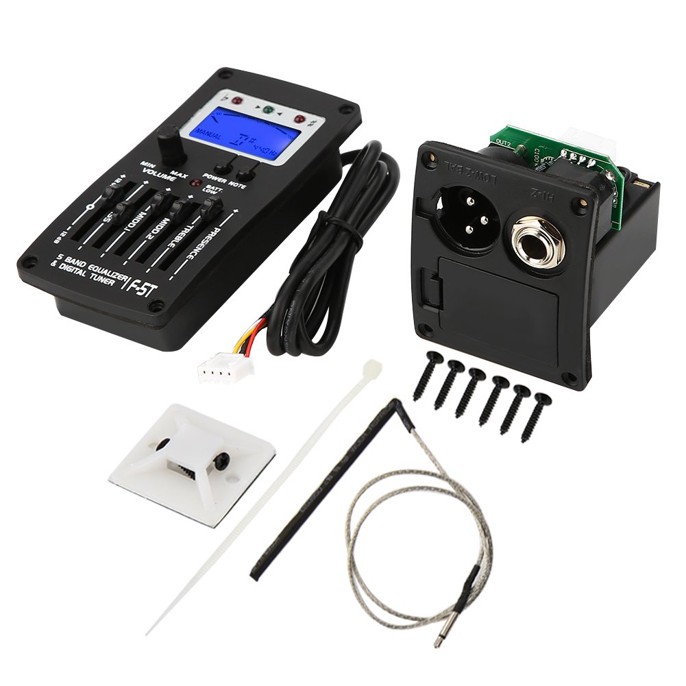 F-5T 5-Band Equalizer Digital Tuner & Pickup for Electric/Acoustic/Classic Guitars - Perfect for Live Performances, Studio Recording & Home Practice