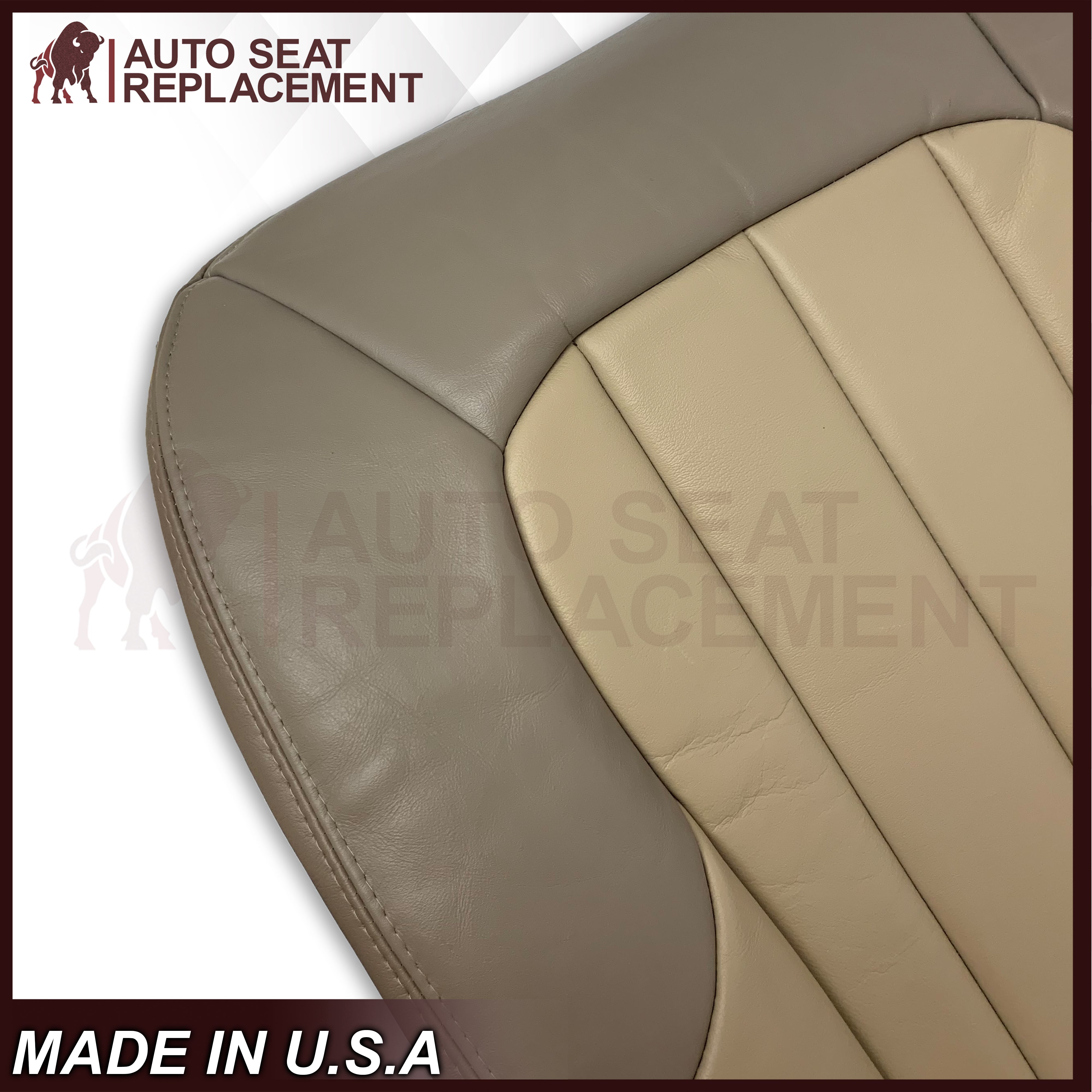 2004-2005 GMC Envoy SLT XL Custom Fit Bottom Replacement Seat Covers - 2-Tone Tan Leather/Vinyl - Durable & Comfortable for Trucks & SUVs - Perfect for Road Trips, Daily Commutes & Off-Road Adventures