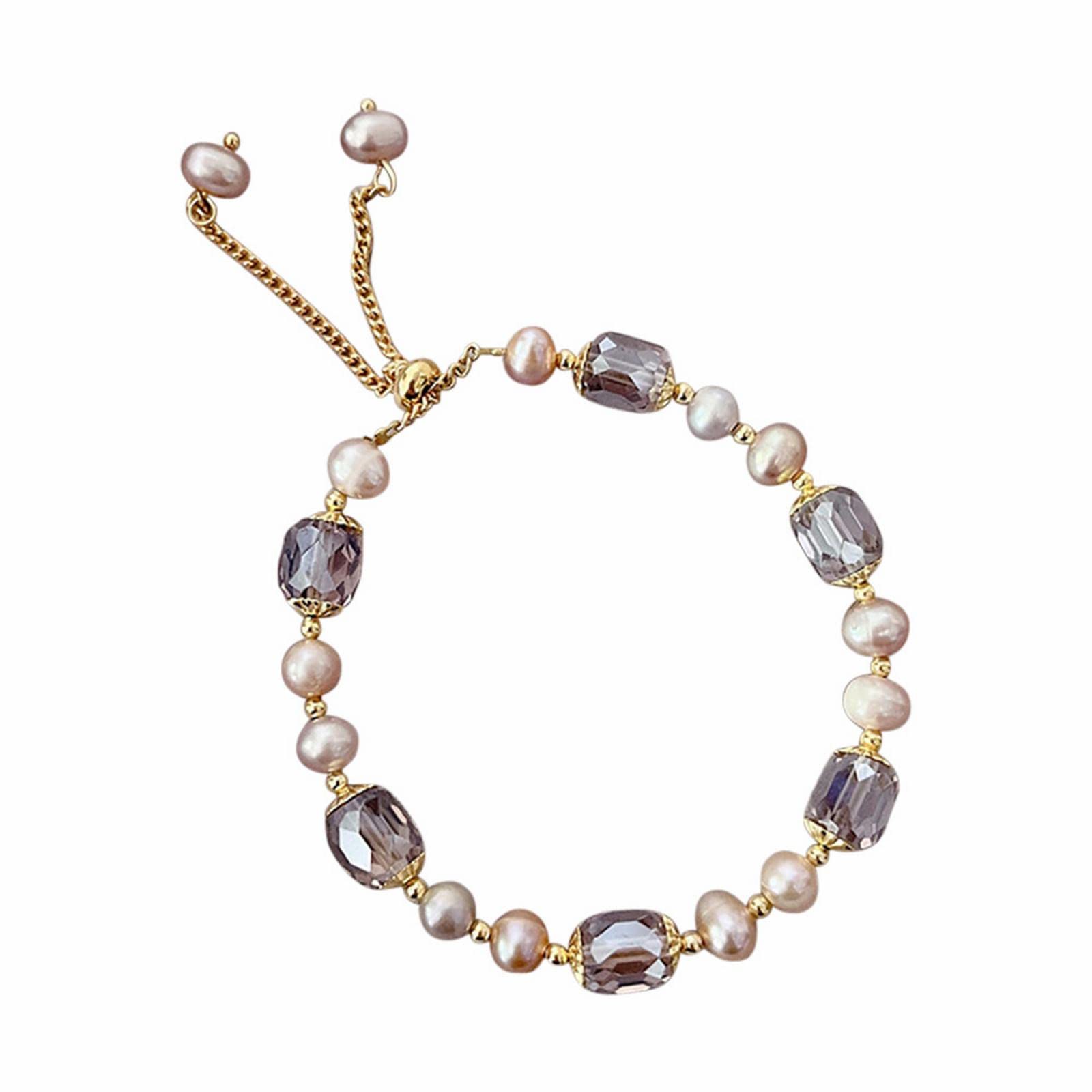 Elegant Handmade Pearl & Crystal Bracelet for Women - Adjustable, Pure & Unique - Perfect Birthday, Valentine's Day & New Year Gift for Her - Ideal for Weddings, Parties & Everyday Wear