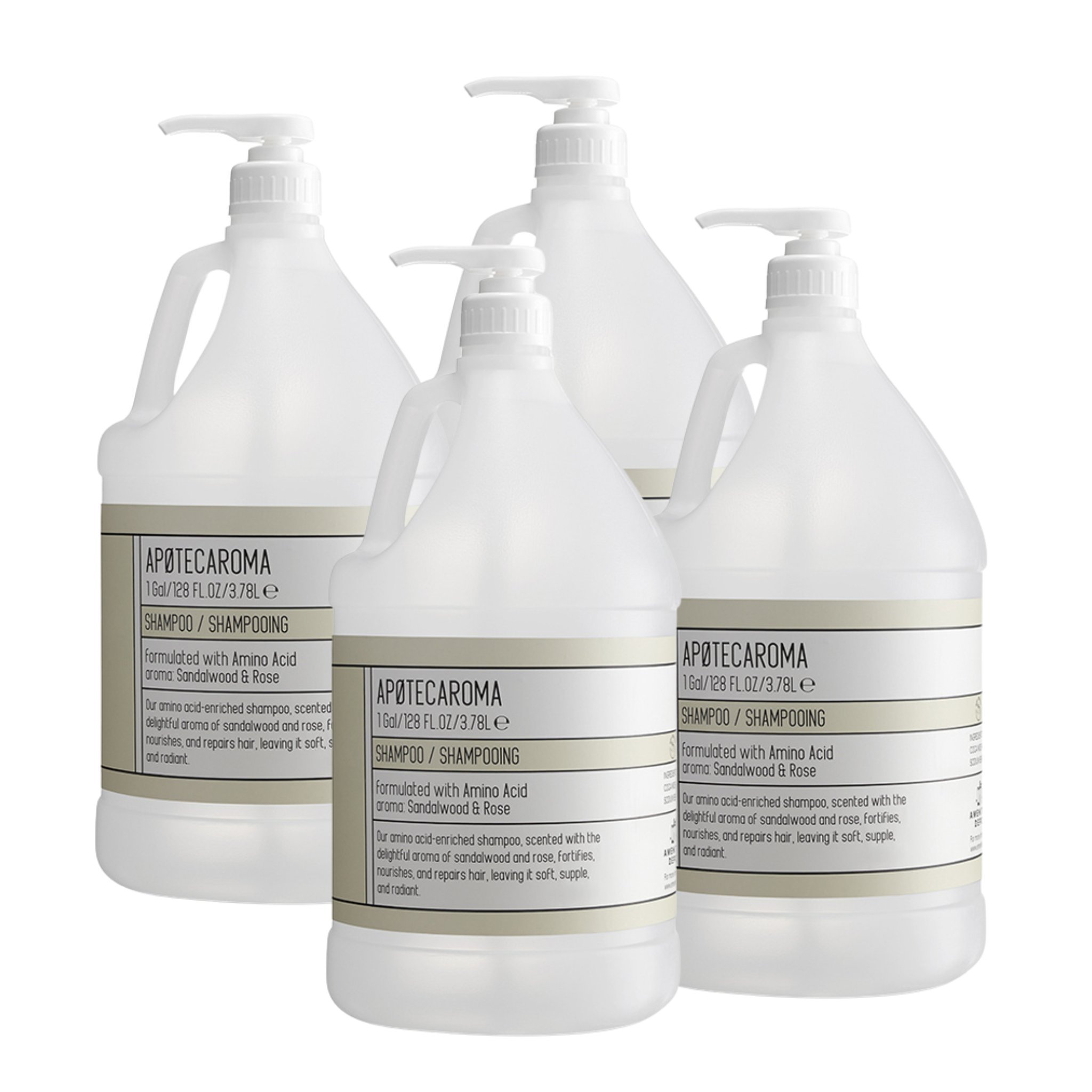 APOTECAROMA 4 Pack Shampoo Refill - 1 Gallon Pump Dispensers for Salons & Spas | Bulk Hair Care Refill Solution for Professional & Home Use