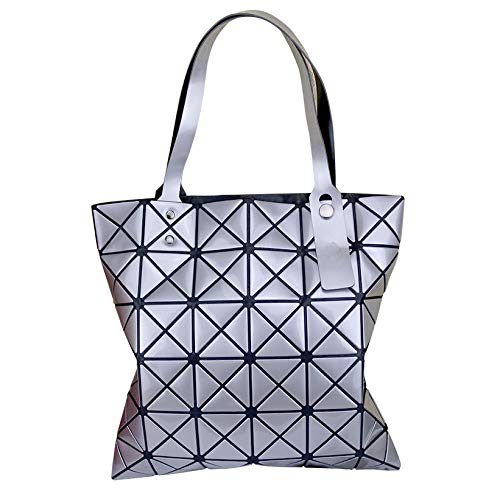 Stylish Geometric Plaid Foldable Tote Bag for Women - Fashionable Casual Shoulder Handbag & Mochila - Perfect for Work, Travel, and Daily Use
