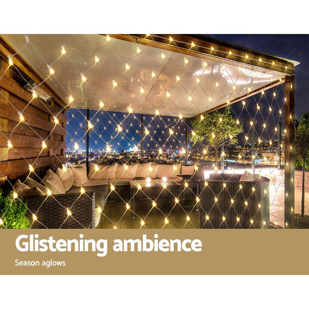 1000 LED Christmas Lights 4m x 6m Net String Lights - Warm White Outdoor/Indoor Holiday Decorations for Trees, Windows, and Parties