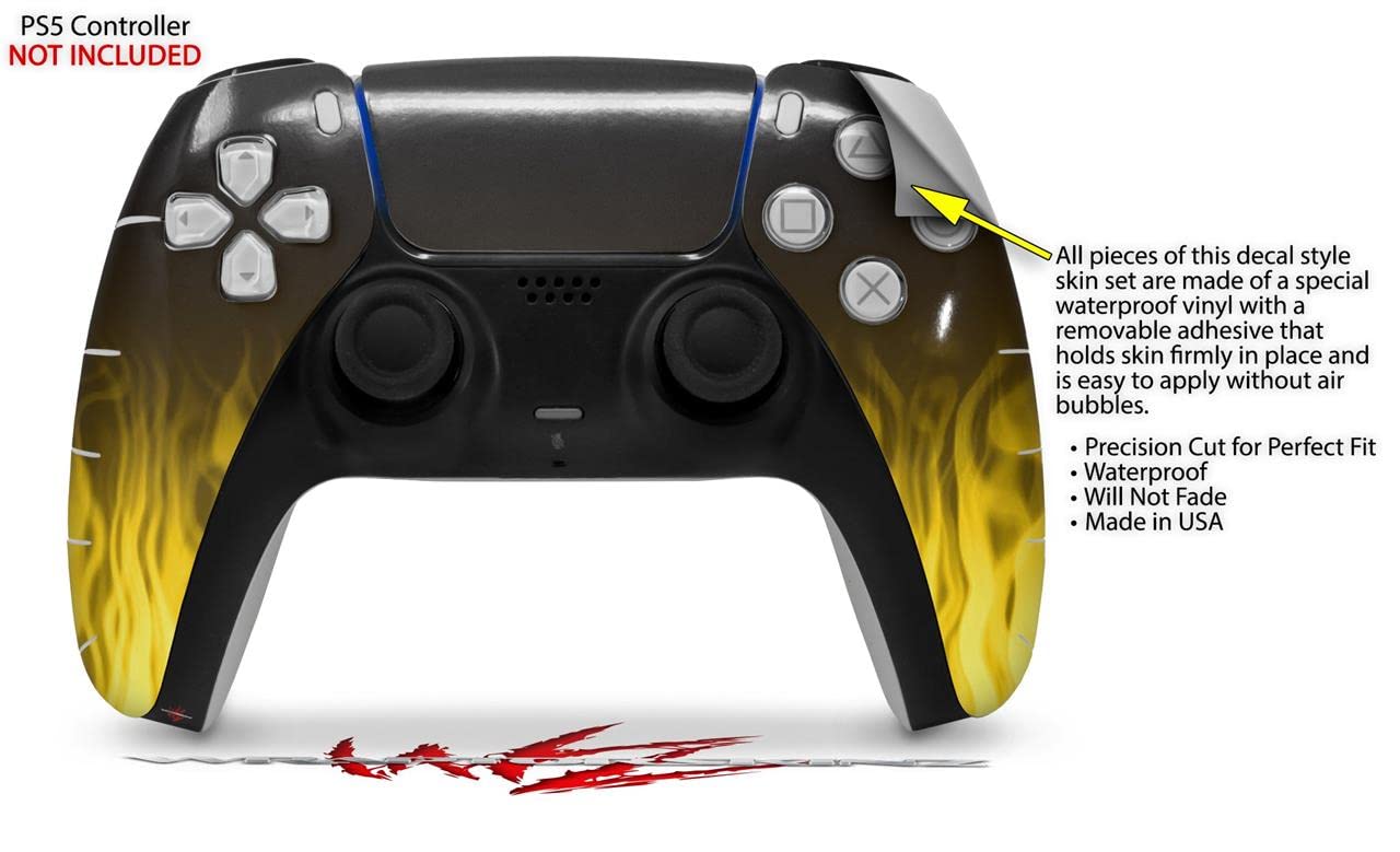 PS5 DualSense Controller Skin Wrap - Fire Yellow for Gaming & Protection