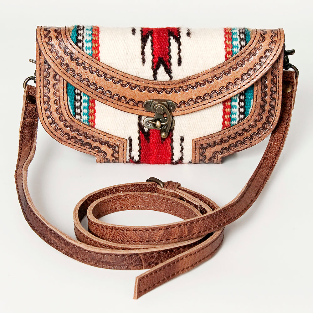 **Genuine Leather Western Handbag for Women - American Darling Hand-Tooled Saddle Blanket Design - Stylish Cowgirl Purse for Rodeo, Country Outfits & Everyday Use**