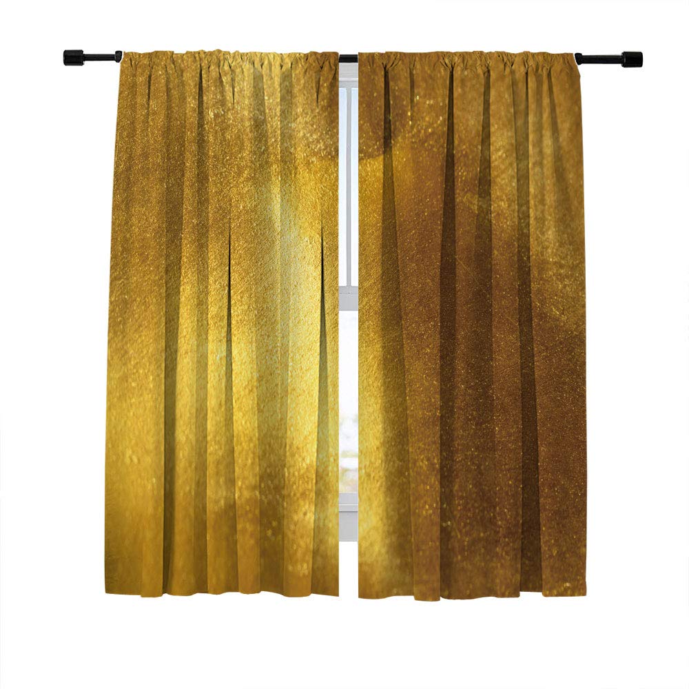 Misscc Blackout Curtains - Thermal Insulated Drapes for Living Room, Bedroom, Kitchen & Cafe - Shiny Gold Foil Leaf Texture Abstract Design Window Treatments (2 Panels) - Perfect for Light Blocking, Privacy & Home Decor