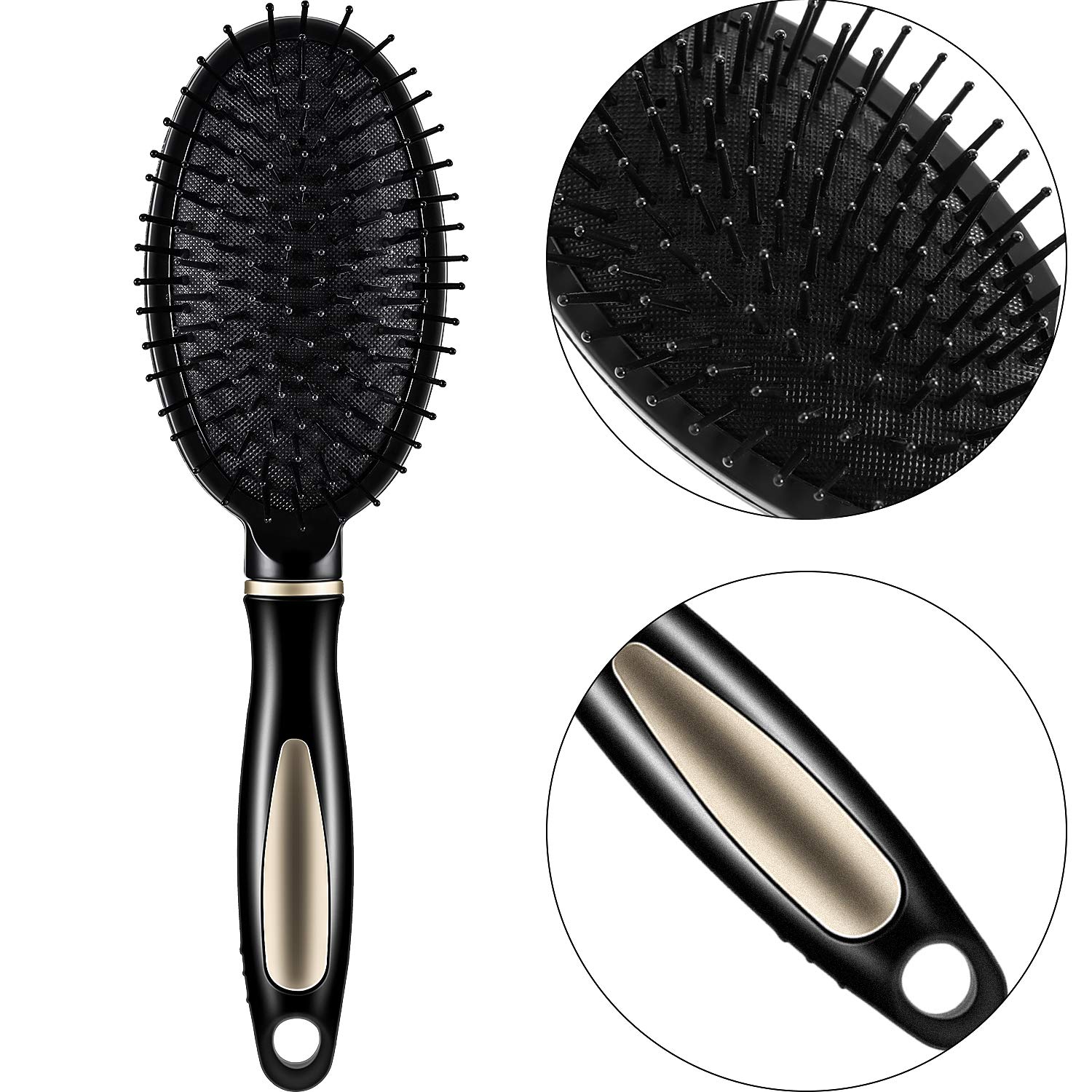 12-Piece Hair Brush Comb Set with Paddle, Detangling, Airbag Massage & Roller Brushes - Styling Combs for Wet, Dry, Curly & Straight Hair (Black) - Perfect for Salon, Home & Travel Hair Care