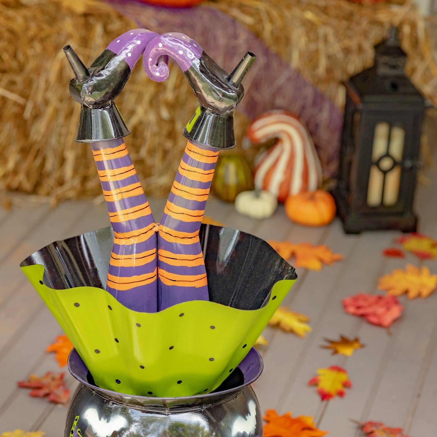 Enchanted Halloween Cauldron with Glowing Witch Legs - Spooky Party Decor for Witch-Themed Events & Haunted House Displays