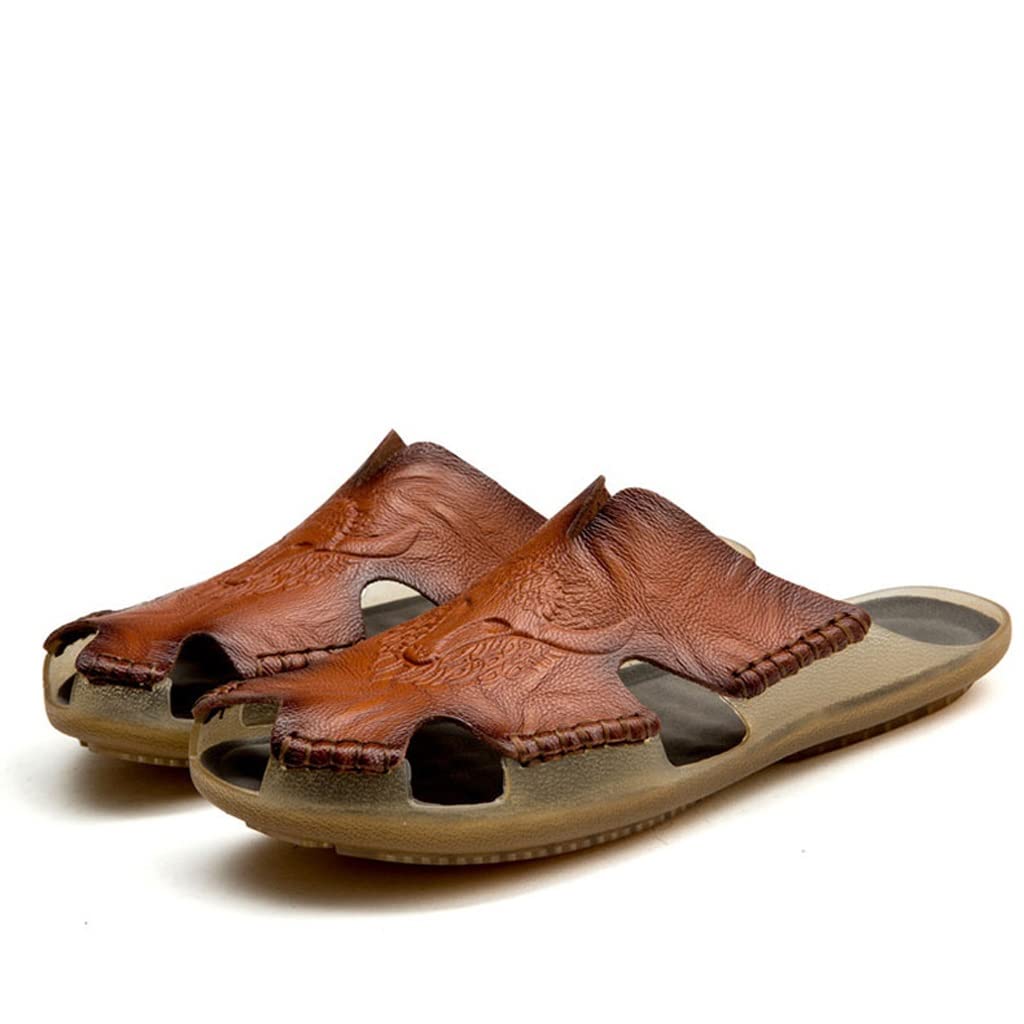 SHYPYG Men's Summer Sandals - Non-Slip Outdoor Breathable Beach Flip Flops for Men - Brown Size 38cm - Perfect for Beach, Pool, and Casual Wear