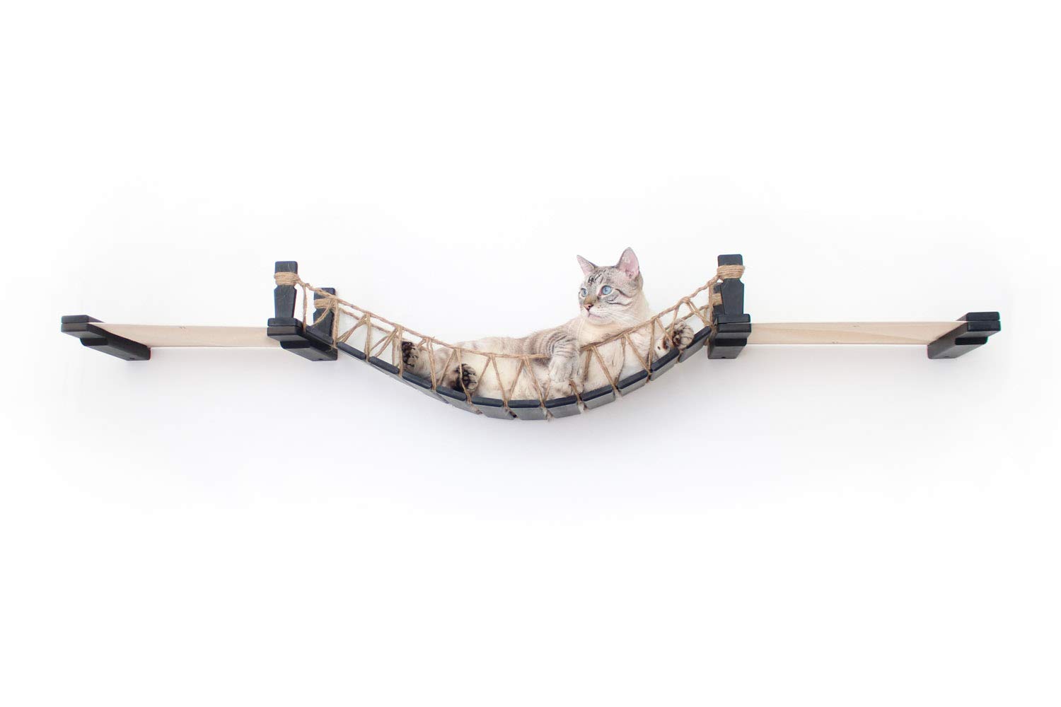 Wall-Mounted Cat Bridge with Fabric Lounger - Space-Saving Cat Tree for Indoor Play & Relaxation | Perfect for Small Apartments & Kitty Nap Zones